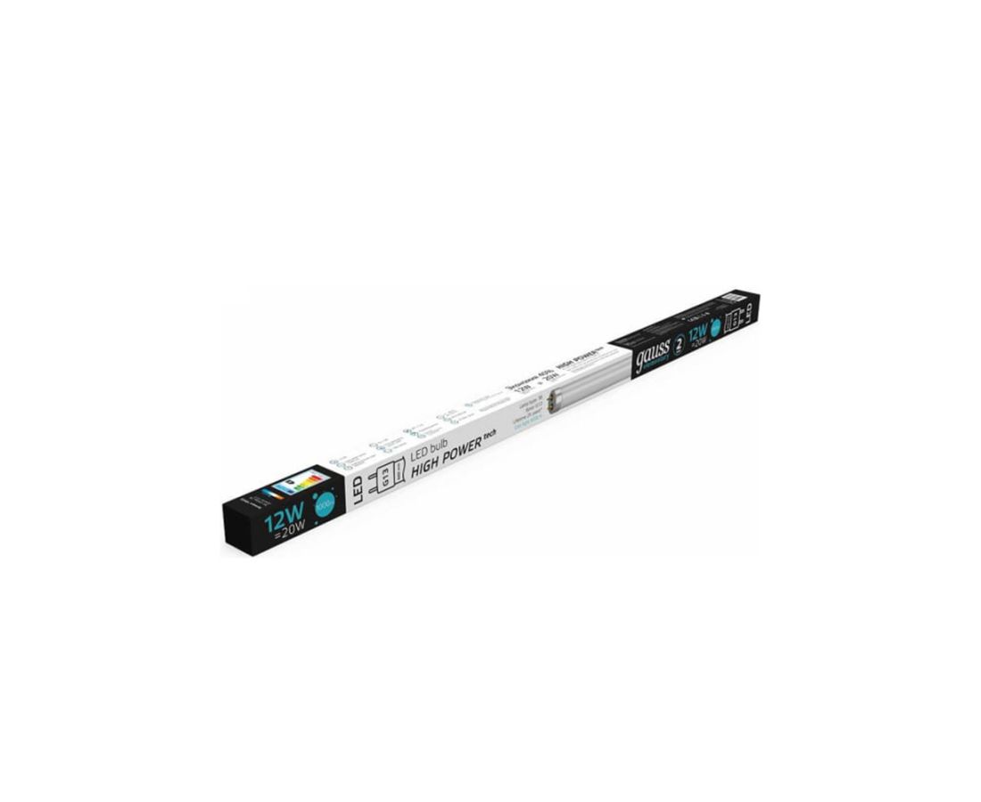 ნათურა T8 12W 1000lm 4000K G13 600mm მინის Gauss Elementary — ნათურა და ვაზნა